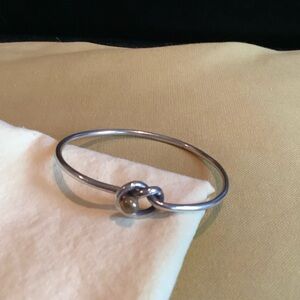 Elegant Silver Love Knot Bangle Bracelet